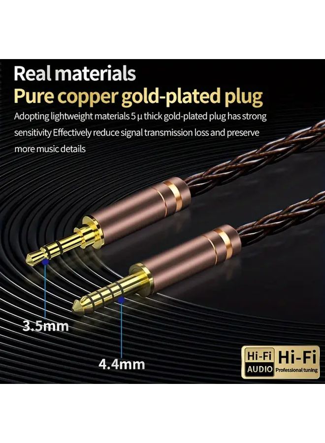 YYAudio كابل صوتي عالي الجودة 1.2 متر من نوع C إلى 0.78 ملم 2 دبوس جودة صوت HiFi - Image 3